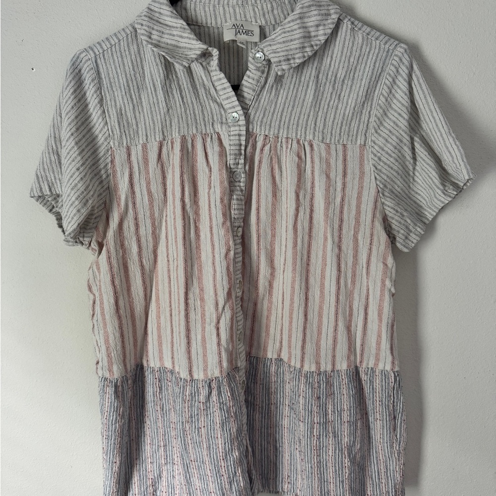 Gray and Red Button Down Shirt